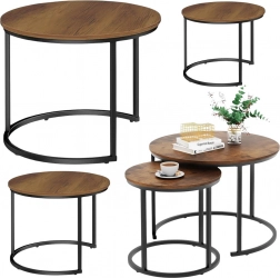 Set okruglih klub stolića 3-u-1 od prirodnog drva