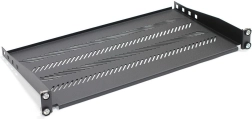 Polica za 19" rack ormar, 1U, 483 × 250 mm, crna, perforirana