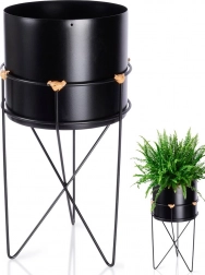 Metalni stalak za cvijeće na postolju, crni 17 × 31,5 cm