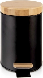 Metalna pedalna kanta za otpad 3 l, crna s bambusovim poklopcem