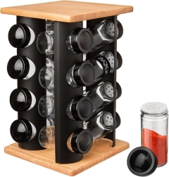 Rotirajući stalak za začine s 16 staklenki Black