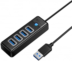 Orico USB hub 4× USB 3.0, 5 Gbps, kabel 0,15 m, crni