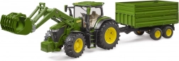 Traktor John Deere 7R s prednjim utovarivačem i prikolicom