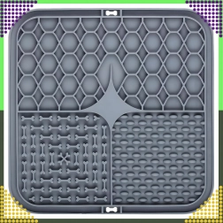 Silikonska lizalica podloga za pse i mačke, antistres usporivač hranjenja, siva 20 × 20 cm