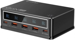 Stolni punjač BlitzWolf 110 W s PD, 3× USB‑A i 2× USB‑C, crna
