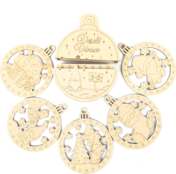 Božićni drveni ukrasi – vilenjak, set od 5 kom u poklon kutiji