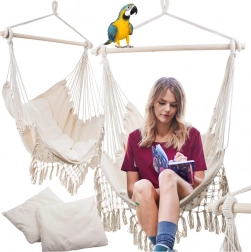 Brazilska viseća ljuljačka s jastucima boho, bež
