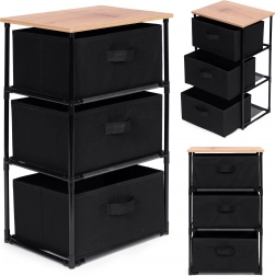 Troslojni tekstilni spremišni regal, crna boja, ModernHome