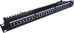 Patch panel 19'' 24x RJ45 kat.6, crni