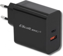 Punjač Qoltec 63W s USB-C PD i USB QC 3.0 crni