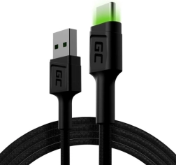 Punjački i podatkovni kabel USB-A na USB-C 120 cm s LED pozadinskim osvjetljenjem GREEN CELL Ray