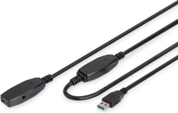 Aktivni produžni USB 3.0 kabel Tip A/A crni 10 m
