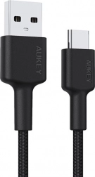 Aukey USB‑C na USB‑A kabel 2 m, 60 W, pleteni najlon, crni