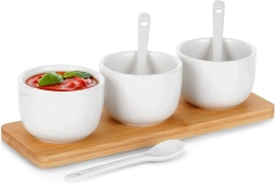 Set keramičkih zdjelica sa žličicama na bambusovoj pladnji 90 ml, 7-dijelni