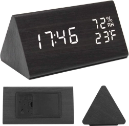 Elektronički drveni budilica s termometrom i higrometrom