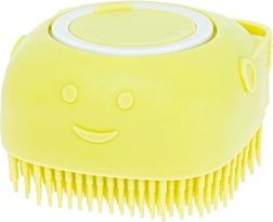 Silikonska kupka četka za pse i mačke s dozerom – žuta