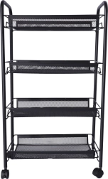 Kupaonski i kuhinjski regal s četiri prostrane police - crni