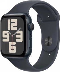 Apple Watch SE GPS, 44 mm, aluminijsko kućište u boji noći s sportskim remenom - veličina S/M
