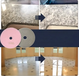 Set od 10× dijamantnih polirnih diskova 80 mm, za suho i mokro korištenje, čičak, granulacija 3000