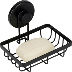 Metalna polica za tuš s vakuumskom prijanjalicom, crna, 13,5 × 10,5 × 11,5 cm