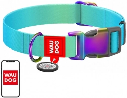 Najlonska ogrlica s QR kodom za pse Waudog gradijent, plava, veličina XL