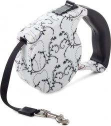 Automatski povodac s funkcijom blokiranja 5m, bijeli s ljiljanima