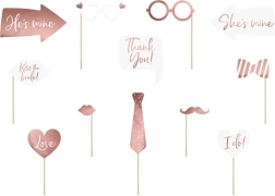 Svadbene foto rekvizite bijela i ružičasta – set 12 komada