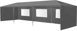 Vrtni komercijalni šator 3x9 m, 8 stijenki, sivi