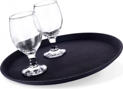 Crni protuklizni poslužavnik 35 cm