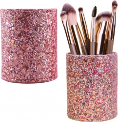 Brokatna ružičasta posudica za kistove i kozmetičke dodatke