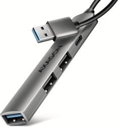Axagon hue-sta aluminijski USB čvorište 4× port (1× USB‑A 5 Gbps, 2× USB‑A 2.0, 1× USB‑C 2.0) s kabelom 12 cm