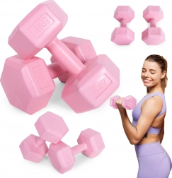 Set šesterokutnih bučica 2×4 kg, roze – ModernHome