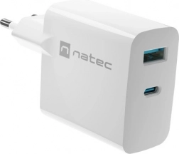 Punjač Natec Ribera GaN 1x USB-A + 1x USB-C 45W bijeli