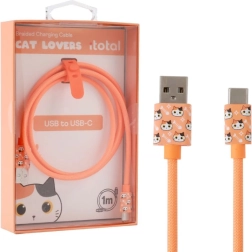 USB‑C punjački kabel s narančastom mačkom