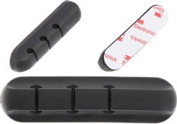 Samoljepljivi silikonski organizator kabela, 3 utora, crni