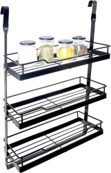 Viseća kuhinjska polica za reling, metalna, crna RADKA 32 × 11 × 46 cm