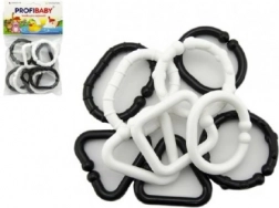 Plastične crno-bijele forme – lanac za bebe, 10 kom