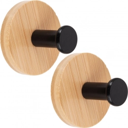 Samoljepljive drvene zidne kukice s crnim metalnim čepom 5 cm, 2 kom