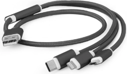 USB punjački kabel 3-u-1, 1 m, crni