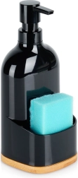 Dozator za deterdžent za suđe s držačem za spužvicu, crni, 500 ml