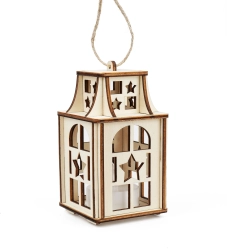 Drvena lanterna s zvjezdicama s LED svijećom