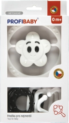 Set zvečkica crno-bijeli – lanac za kolica i zvečkica zvjezdica/šljokica