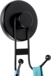 Metalna dvostruka kuka s vakuumskom čašicom, crna, 6,5 × 5,5 × 10 cm