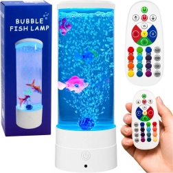 Dekorativna noćna LED lampica akvarij s ribicama RGB (16 boja), bijela, USB