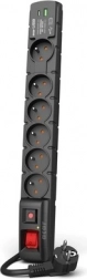 Produžni prenaponski zaštitnik s USB A+C 5 m, 6× 230 V, PD 3.0 i QC, crna