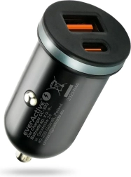 Autopunjač everActive CC-30Q 35 W s USB-A QC 3.0 i USB‑C PD, crna