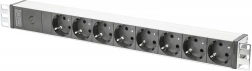 PDU napajanje 19" Rack, 8x Schuko utičnica, 2,0 m, 1x C14 konektor, 10A, aluminijski