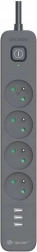 Prenaponska zaštita TRACER Power Line+ mobile ready 1,5 m (4 utičnice + 3x USB A, 5V 2,4A)