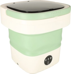 Sklopiva mini perilica rublja 12 l – prijenosna putna perilica zeleno-bijela