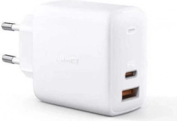 Bijeli zidni punjač Aukey Omnia GaN 2xUSB Power Delivery (1x USB-A + 1x USB-C) 65 W 5,4 A